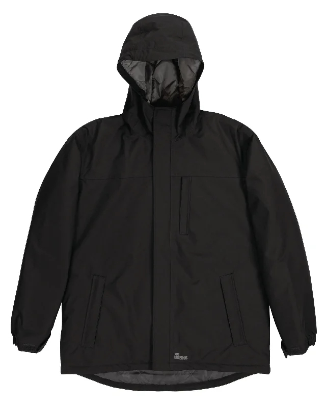 Berne Mens Black 100% Nylon Coastline Waterproof Rain Jacket