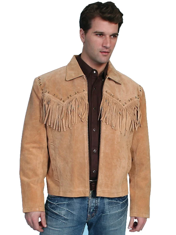 Scully Leather Mens Western Boar Suede Fringe Jacket Bourbon XXL