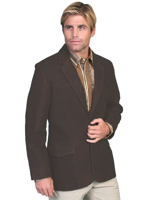 Scully Leather Mens Western Sportcoat Blazer Jacket Button Front Brown 42