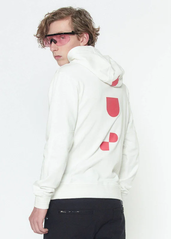 Konus Men's Pull Over Hoodie w/ Screen Print Back in White