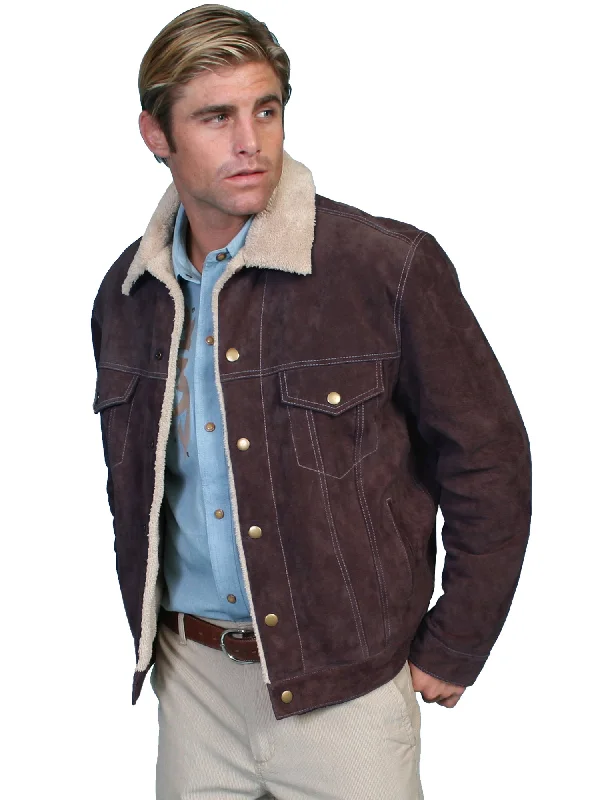 Scully Mens Chocolate Boar Suede Jean Jacket 3X