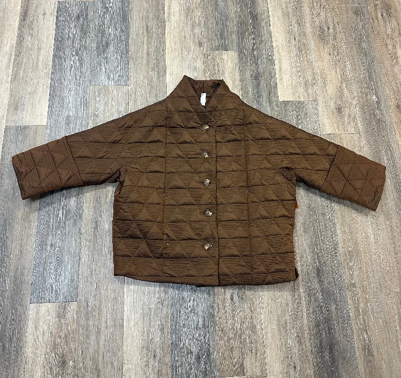 Jacket Puffer & Quilted By Marla Wynne In Brown, Size:L