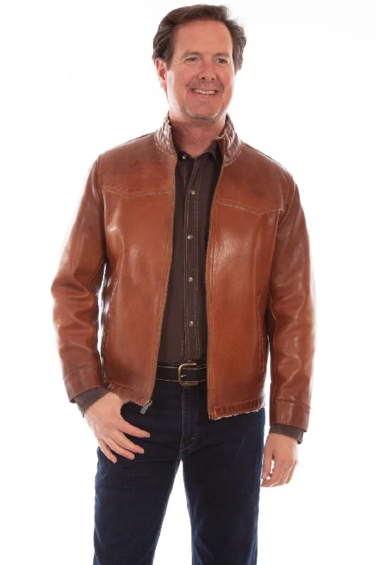 Scully Mens Cognac Leather Luxurious Western Jacket XL