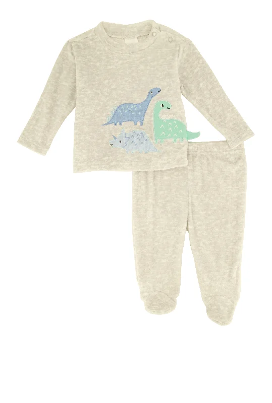 Baby Boys 0-9M Dino 3D Graphic Top and Footed Pants