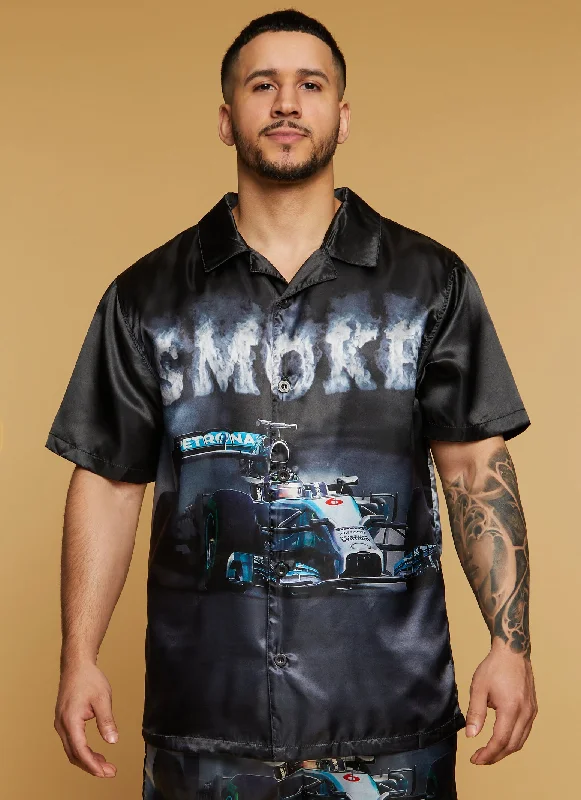 Mens Smoke Race Car Graphic Shirt