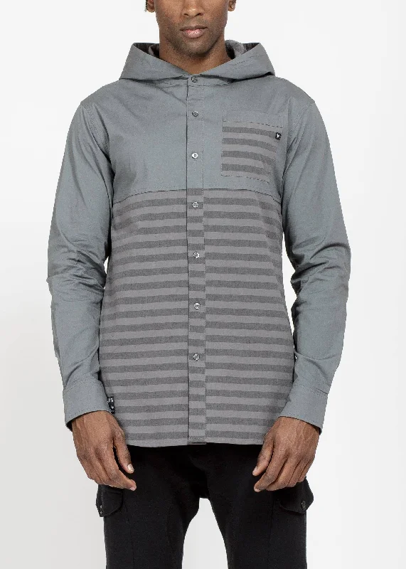 Konus Men's Elongated Hoodie Shirt in Charcoal