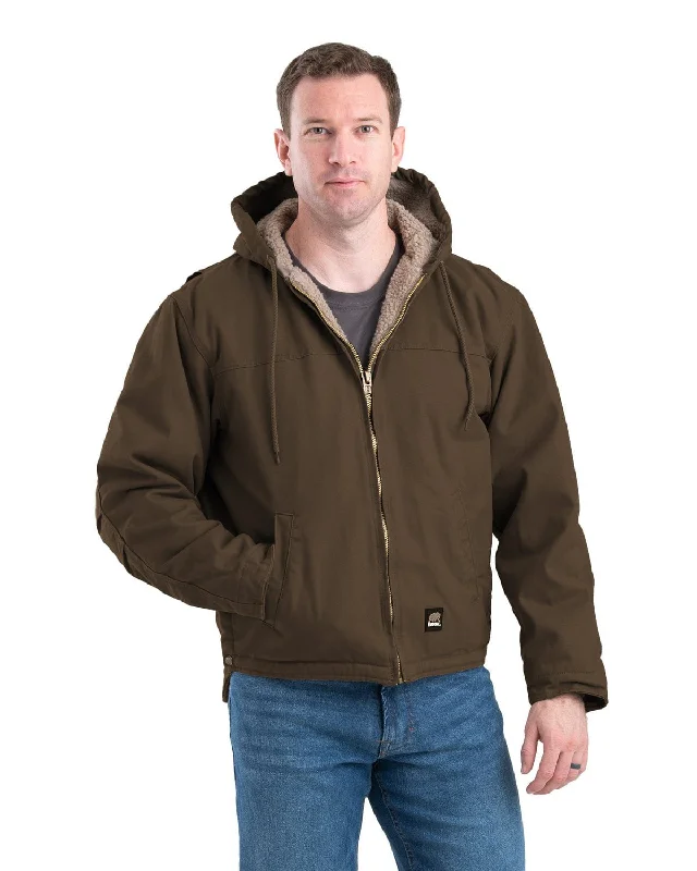 Berne Mens Heartland Washed Duck Hooded Work Bark 100% Cotton Coat