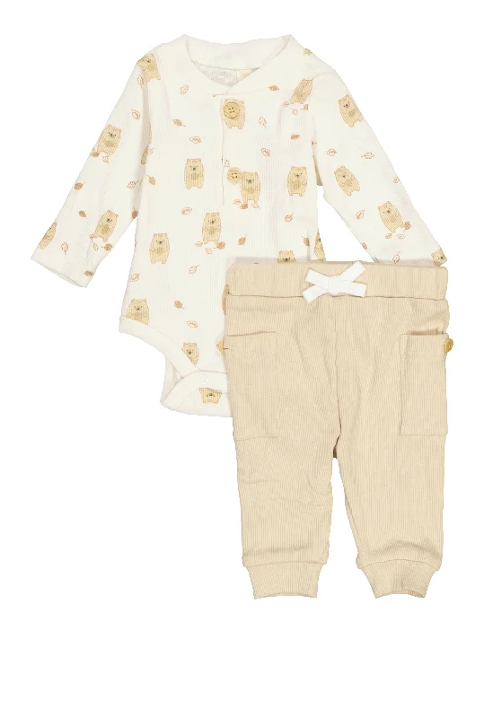 Baby Boys 0-9M Bear Print Bodysuit and Joggers