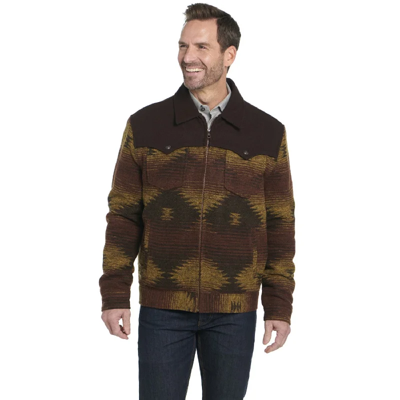 Classic Choice Cripple Creek Mens Two-Toned Navajo Zip CCP Golden Brown 100% Polyester Jacket S
