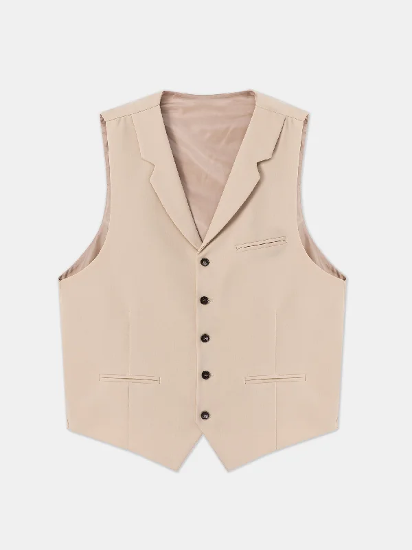 Beige Single Breasted Vest