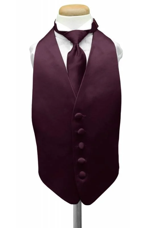 Berry Luxury Satin Kids Tuxedo Vest