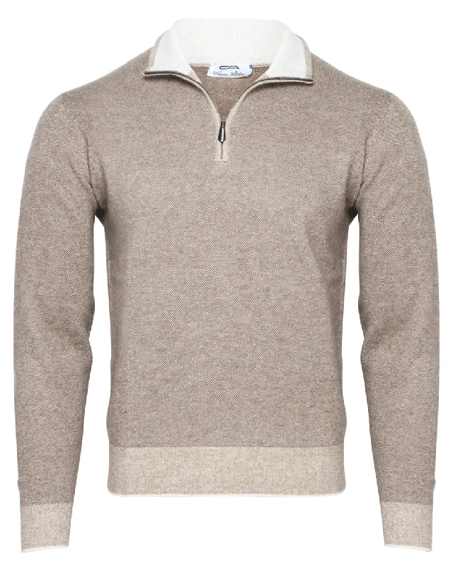 Taupe Quarter Zip Sweater