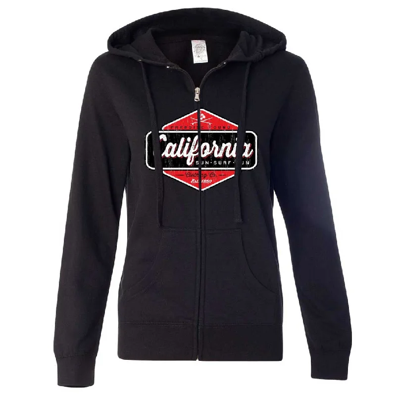 California Paradise Found Ladies Zip-Up Hoodie