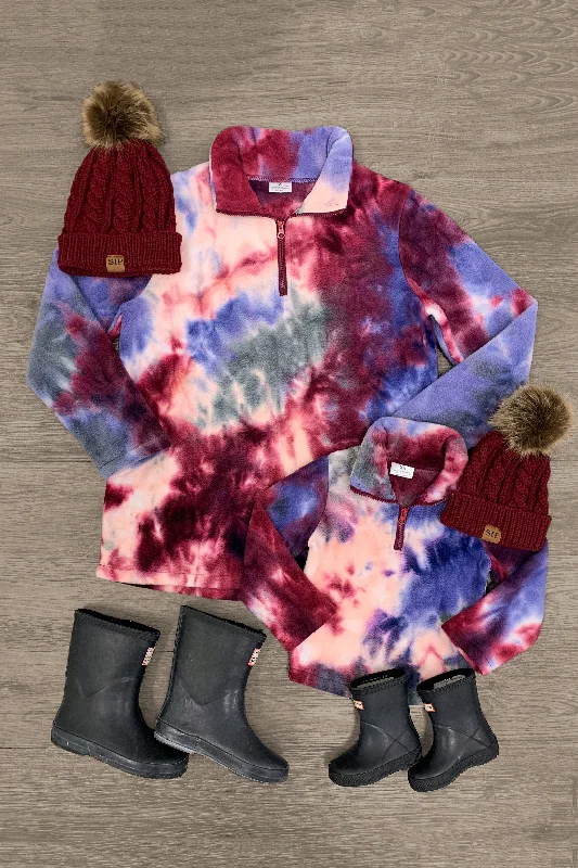 Mom & Me - Pink & Purple Tie Dye Fleece Pullover