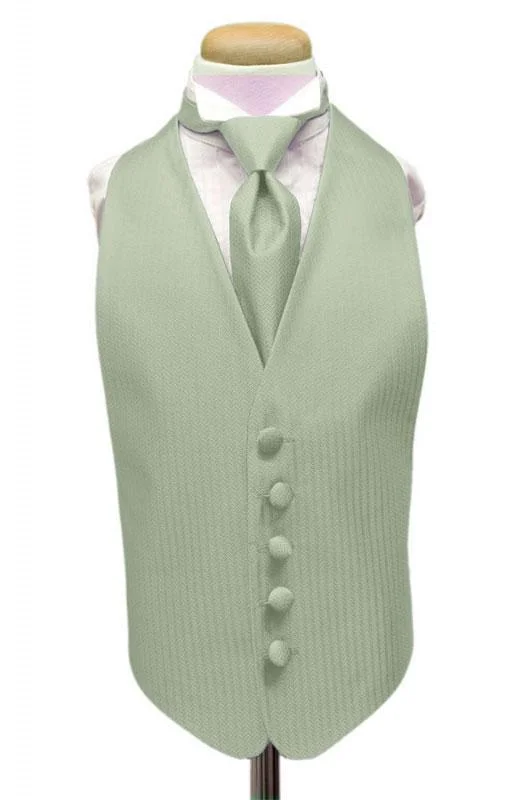 Pistachio Herringbone Kids Tuxedo Vest