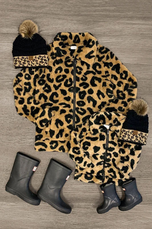 Mom & Me - Leopard Zip Up Sherpa Jacket