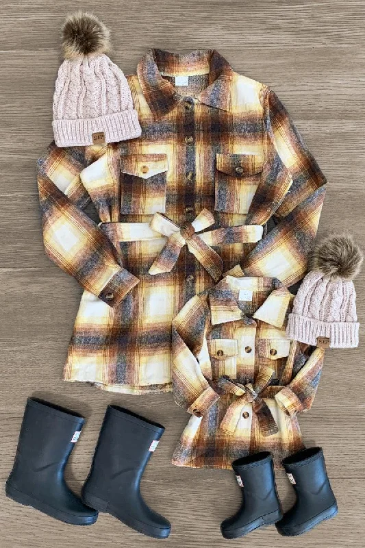 Mom & Me - Yellow Button Up Plaid Jacket