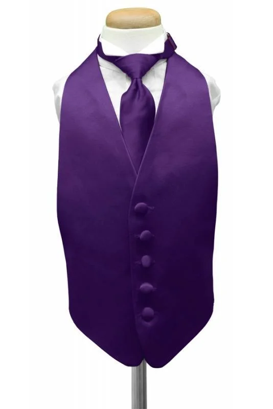 Purple Luxury Satin Kids Tuxedo Vest