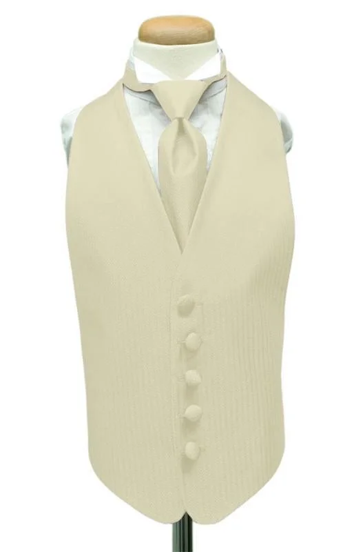 Ivory Herringbone Kids Tuxedo Vest