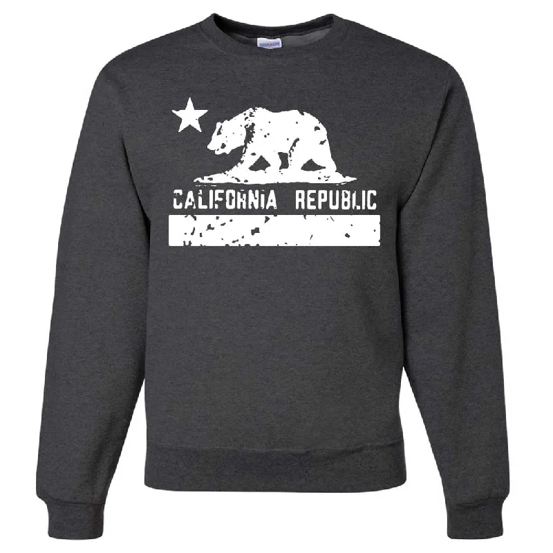 California Flag White Print Silhouette Crewneck Sweatshirt