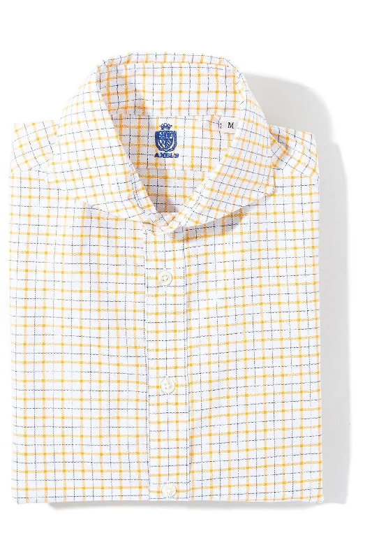 Panamera Cotton Check Shirt In Yellow w Blue