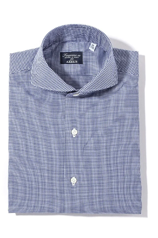 Petzen Small Checked Cotton Shirt In Blue