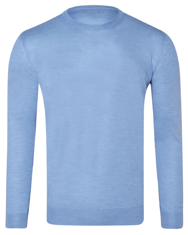 Sky Blue Cashmere Blend Crewneck Sweater