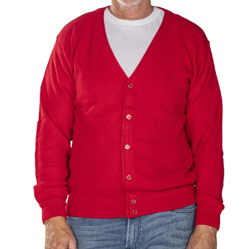 Men's Links Cardigan Sweater- Red