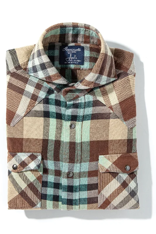 Drakensberg Brushed Cotton Check In Brown/ Turqouise