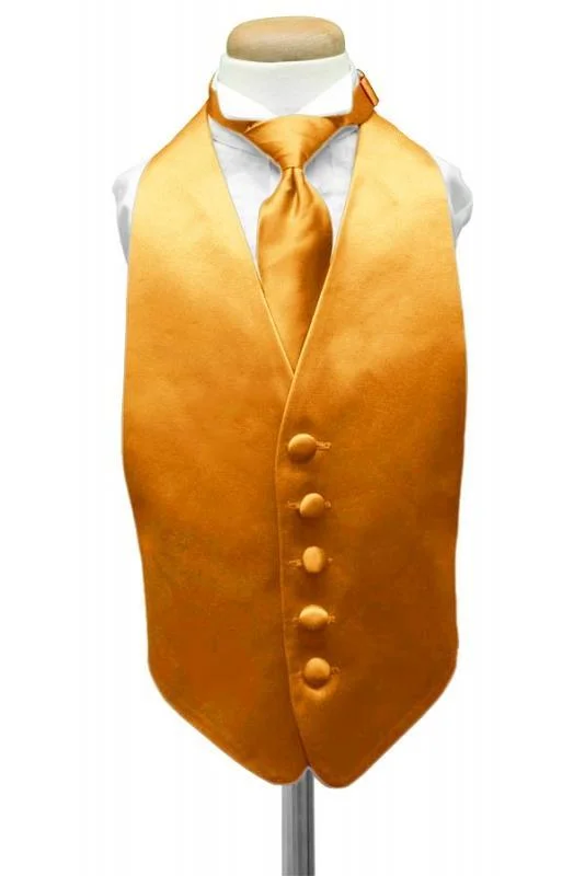 Tangerine Luxury Satin Kids Tuxedo Vest