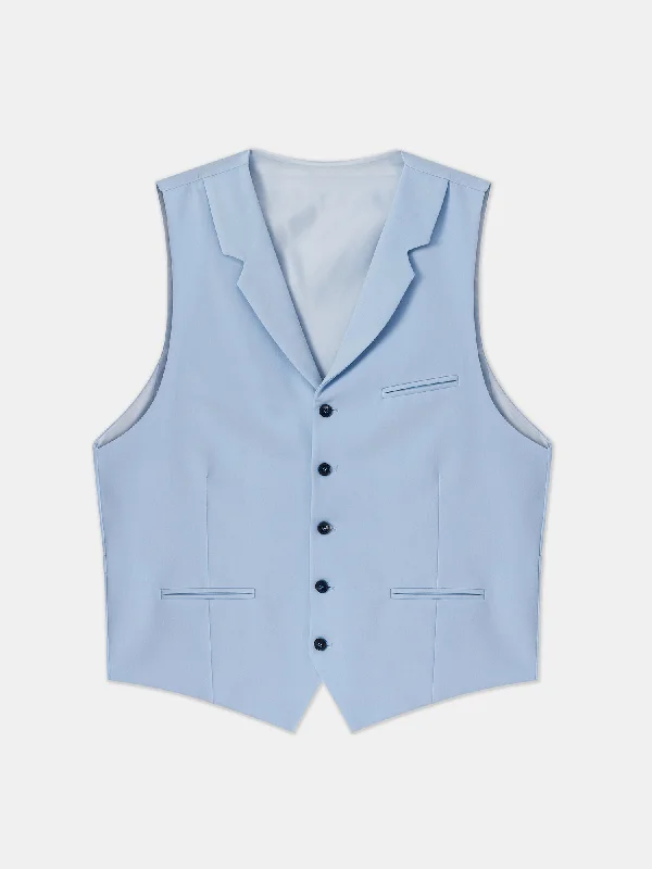 Sky-Blue Single Breasted Vest