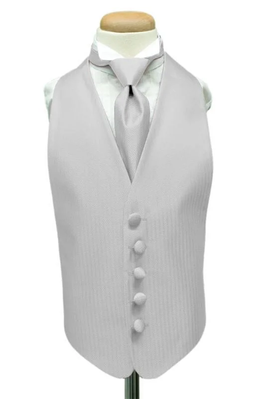 Platinum Herringbone Kids Tuxedo Vest