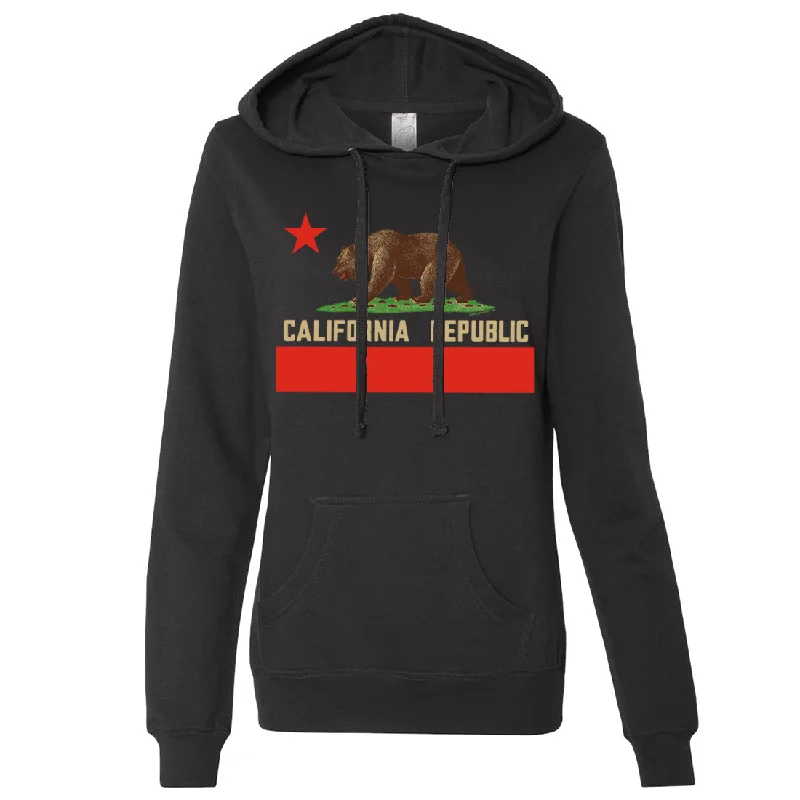 Don Pimentel California Republic Bear Flag Ladies Lightweight Fitted Hoodie