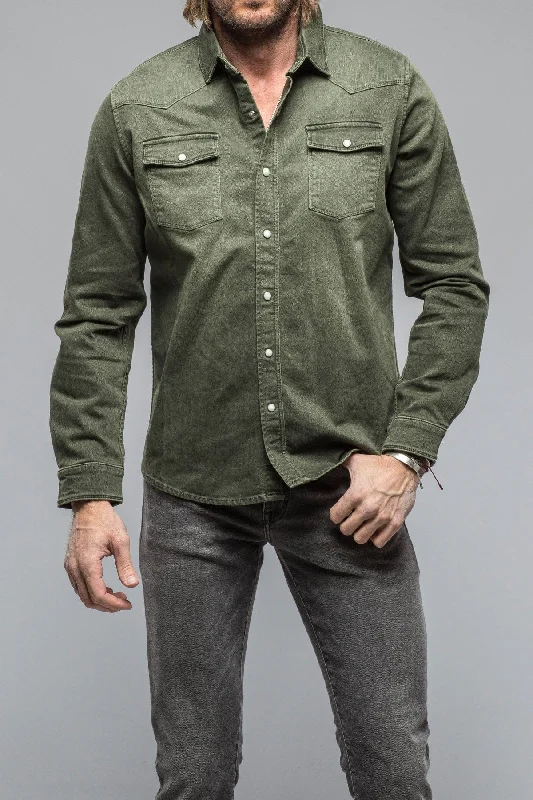 Ranger Colored Denim Snap Shirt In Muschio