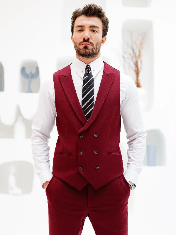 Bordeaux Double Breasted Vest