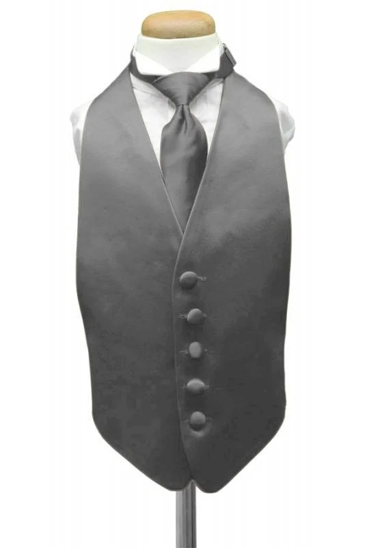 Charcoal Luxury Satin Kids Tuxedo Vest