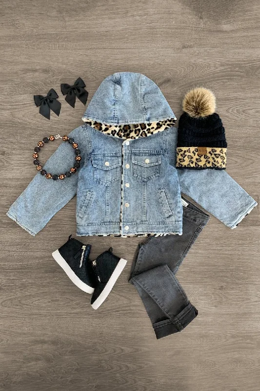 Denim Cheetah Fur Jacket