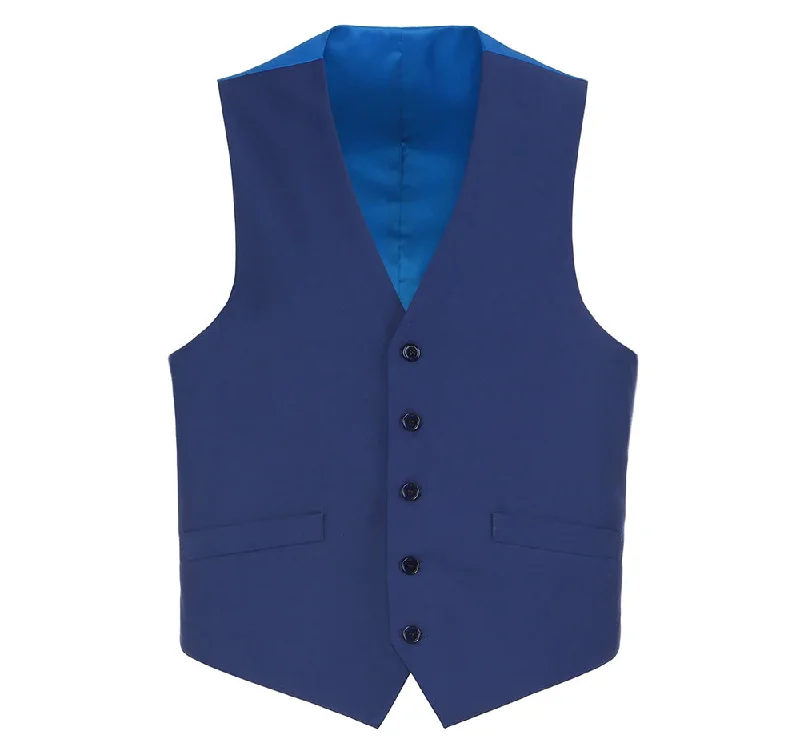 Blue Slim Fit Vest Single Breasted 5 Button Design