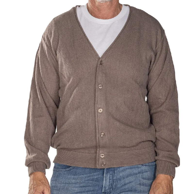 Men's Links Cardigan Sweater- Brown Heather