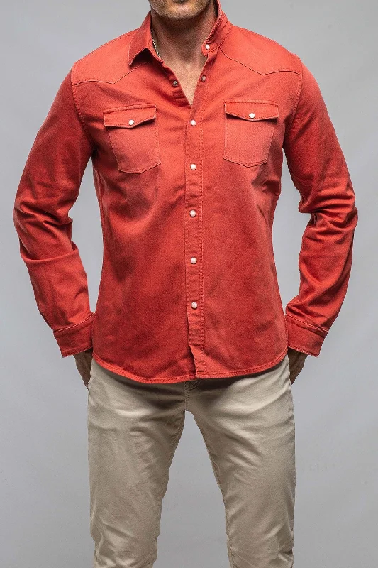 Ranger Colored Denim Snap Shirt In Corallo