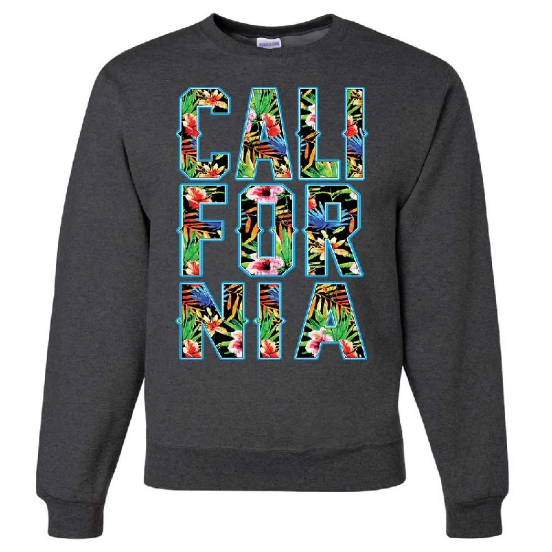 Tropical California Floral Print Crewneck Sweatshirt