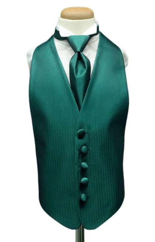 Teal Herringbone Kids Tuxedo Vest