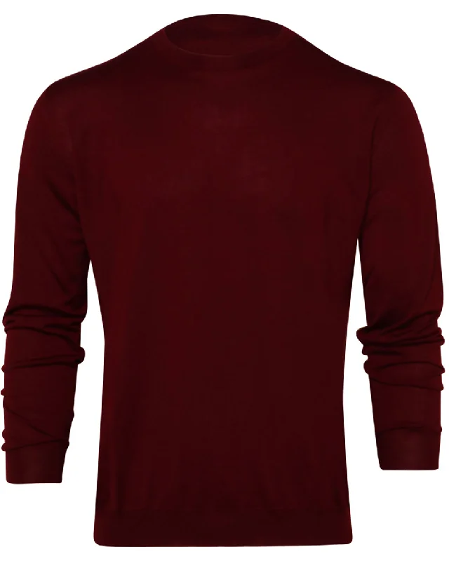 Burgundy Cashmere and Silk Blend Crewneck