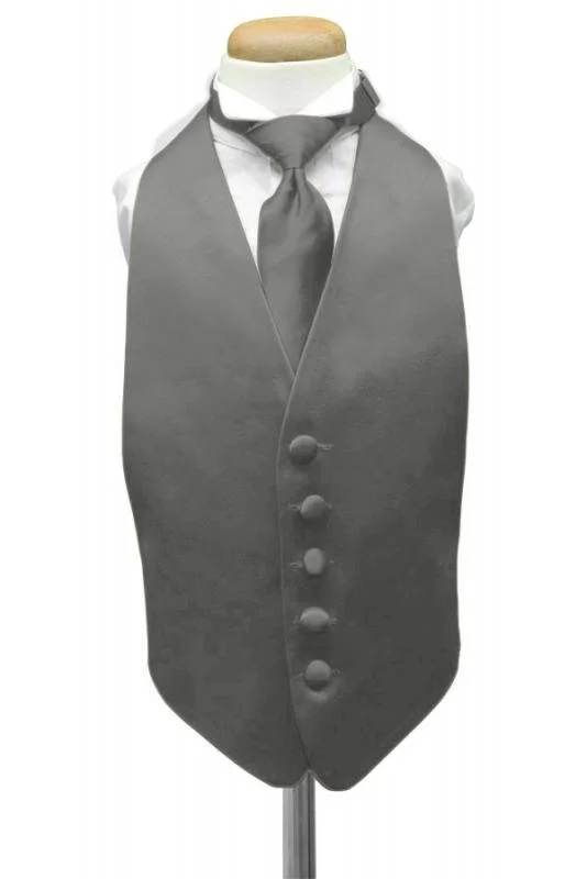 Pewter Luxury Satin Kids Tuxedo Vest