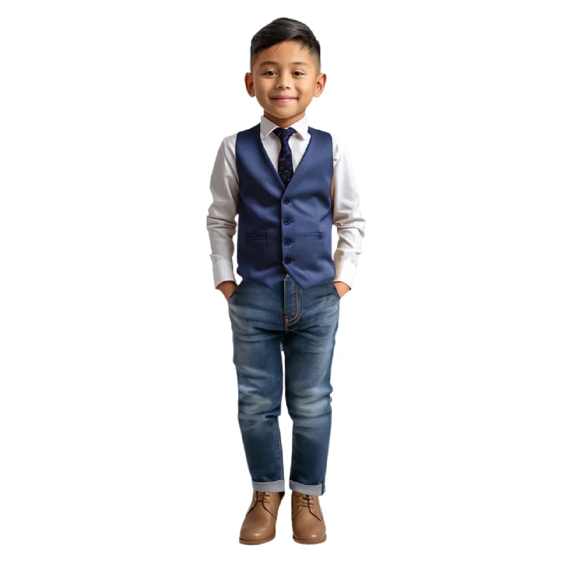 Zegarie Boys Suit Separate 4 Button Vest - Navy