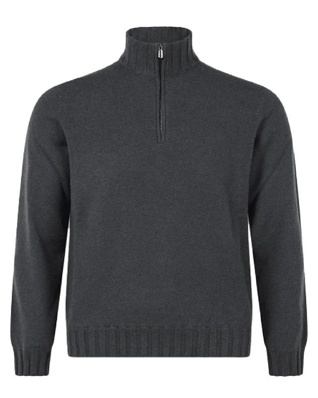 Anthracite Quarter Zip Knit Sweater