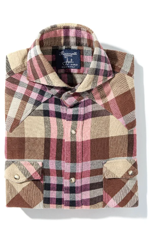 Drakensberg Brushed Cotton Check In Brown/ Pink