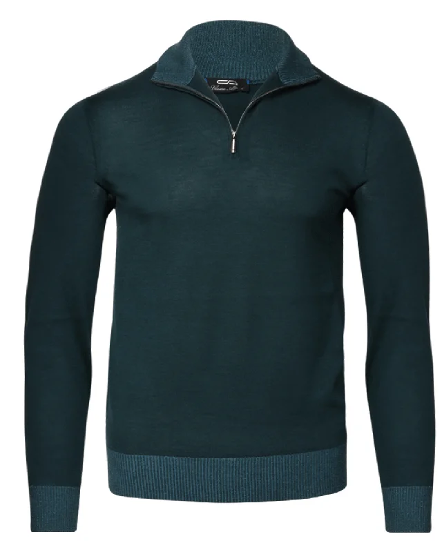 Dark Teal Quarter Zip Sweater