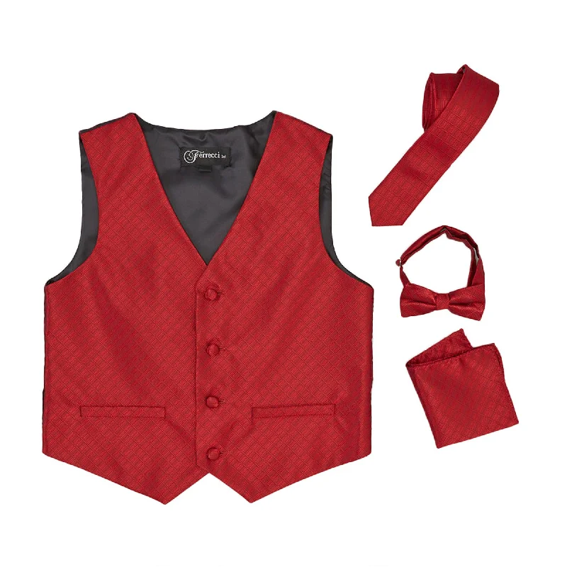 Premium Boys Wine Diamond Vest 300 Set