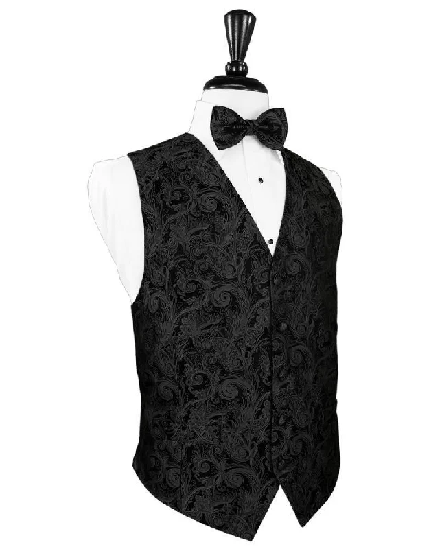 Black Tapestry Silk Tuxedo Vest